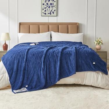Imagem de Kosydown Basic Cobertor elétrico aquecido, tamanho king, 254 x 228 cm, cobertor de cama macio e quente e grosso para inverno frio, temporizador de 5 posições e 9 configurações de aquecimento, uso no