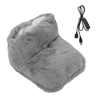 Imagem de Aquecedor de pés elétrico aquecido botas super macias de lã termostática alimentada por USB para uso em escritório doméstico mantém os pés aquecidos e aconchegantes