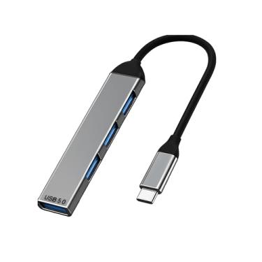 Imagem de Hub USB 3.0 com 4 Portas de Alta Velocidade até 5Gbps em Alumínio – Adaptador e Extensor para Notebook, PC, Dock Station, HD Externo, Pen Drive, Teclado e Mouse – Plug & Play