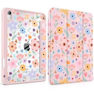 Imagem de Loyrina Capa para iPad Air de 13 polegadas 2025 M3 2024 M2 versão fina, leve, com estampas fofas, design de três dobras com capa traseira transparente, design magnético despertar para dormir para