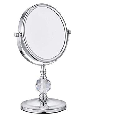 Imagem de CZCZC Espelho cosmético, espelho de beleza de mesa de dois lados, ampliação de 8x, espelho de cosméticos giratório de 360° espelho de banheiro pequeno