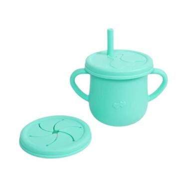 Imagem de Copo De Treinamento De Silicone Fofo Para Bebês Com Alças, Canudos E T