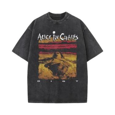 Imagem de Camiseta Vintage Masculina Da Banda De Rock Alice in Chains Y2K Lavada