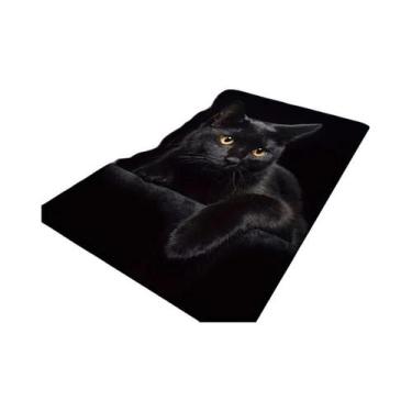 Imagem de Tapete Antiderrapante Com Estampa De Gato Preto E Branco Para Sala De 