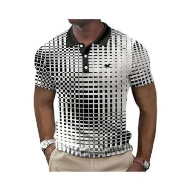 Imagem de Nova tendência masculina verão manga curta moda casual camisa polo. - 