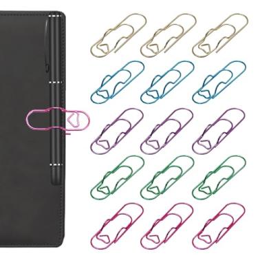 Imagem de Moicstiy 15 peças de clipe de caneta de metal, porta-canetas coloridas para cadernos, agendas, suportes de lápis de clipe de papel, acessórios de material escolar e de escritório