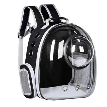 Imagem de Mochila Bolsa para Pet Transparente Panorâmica – Transporte Confortável para Gatos e Cães Pequenos(WG891 Preto)