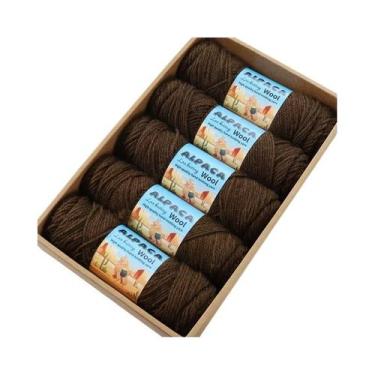 Imagem de Fio De Lã De Alpaca Grosso 500g 5 Meadas Para Tricô De Suéteres, Casac