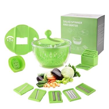 Imagem de Cortador de salada de 4,25 litros com fatiador, tigela de lavagem de legumes, secador de frutas e ervas, alface, lâmina 5 em 1, fatiador de gema de ovo, triturador para preparação eficiente de saladas