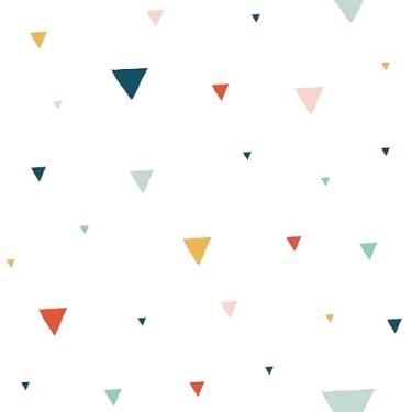 Imagem de EPPKILY Papel de parede geométrico triangular, colorido, papel de parede moderno para berçário para quarto de crianças, paredes de quarto, 44,5 x 259,1 cm, minimalista, fofo, autoadesivo, removível
