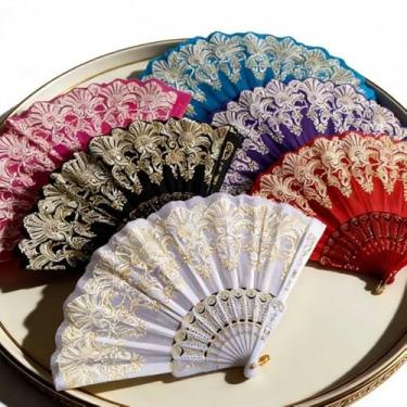 Imagem de Kit Com 12 Leques De Mão | Lembrancinhas Para Casamento, Eventos E Danças Típicas (COLORIDO 12 PEÇAS)