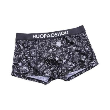 Imagem de Cuecas Boxer Masculinas De Cintura Baixa Em Cetim Com Estampa Divertid