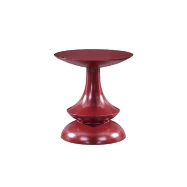 Imagem de Mesa de centro redonda simples para sala de estar, mesa de canto de sofá moderna, mesa de cabeceira pequena para quarto, mobiliário doméstico com design Stylis (vermelho)