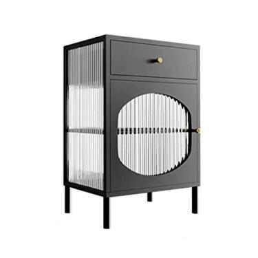 Imagem de Mesa lateral moderna mesa de cabeceira com gavetas e armário de armazenamento, mesa de cabeceira moderna mesa lateral mesa de centro para quarto sala de estar pequena mesa de centro (preto)