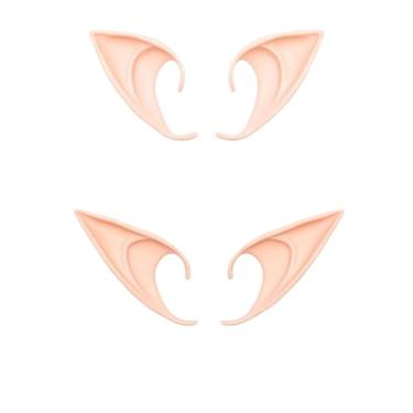 Imagem de huoencuo Cosplay Orelhas de elfo 2 pares de orelhas longas e curtas, marrom e tom de pele pontiagudas, Pele, Short (10cm/3.9"), Long (12cm/4.7")