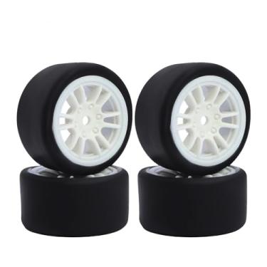 Imagem de 4PCS Finished Flat Running Drift Tires and Wheels 7MM Hexagon for 1/24 Losi Micro B Upgrades and 1/28 Losi Micro T Upgrades (T White)