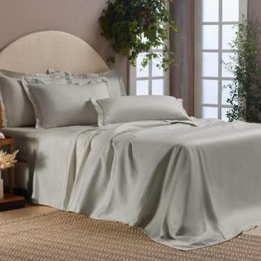 Imagem de Jogo De Cama 1000 Fios Millenium 6 Peças Appel Prata - Queen - APPLE