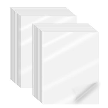 Imagem de 50 folhas de papel adesivo transparente para impressora a jato de tinta e laser, papel adesivo transparente para impressão - 21 x 28 cm