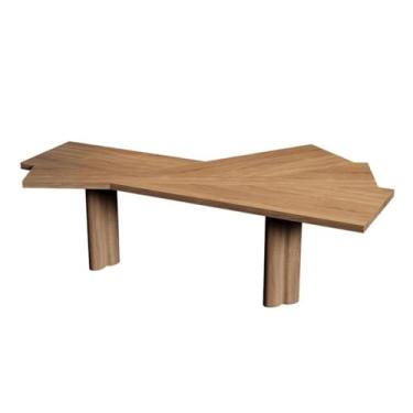 Imagem de Mesa de escrita versátil minimalista de madeira maciça com moldura estável, moderna e irregular, para escritório, fácil de instalar (M)