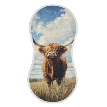 Imagem de xigua Conjunto de 2 panos de musselina de vaca Highland para arrotos, panos super macios e absorventes, roupas de arroto de algodão, presente de chá para recém-nascidos, bebês meninas e meninos