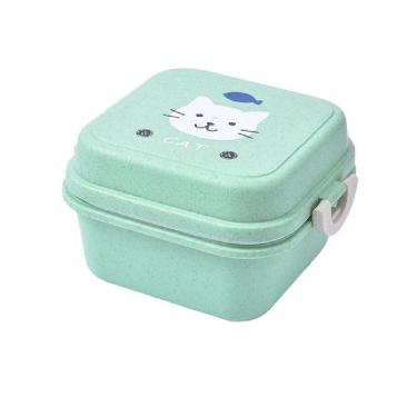 Imagem de Marmita Infantil Plástico Pets Camada Talher - Verde