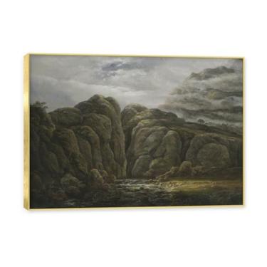 Imagem de NHLDZYH Moldura dourada. Reprodução de arte famosa de J.C. Dahl, arte em tela de paisagem romântica nórdica, decoração de parede elegante para sala de estar, escritório, pronto para pendurar