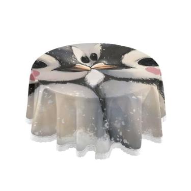 Imagem de Qilmy Toalha de mesa redonda de palmeira de treliça verde, 152 cm, resistente à água, à prova de derramamento, capa de mesa grande para jantar de reunião de família em ambientes internos e externos