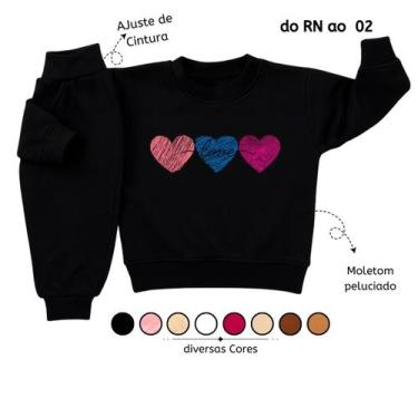 Imagem de Conjunto Moletom Infantil de Frio para Menina Grosso Peluciado Roupa d