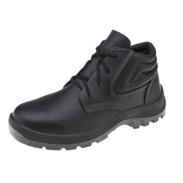 Imagem de Botina de Segurança em Couro Vulcaflex, Marluvas, Preta, com Cadarço, Nº 44