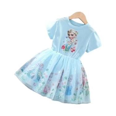 Imagem de Vestido De Princesa Elsa Para Meninas, Verão, Estilo Cartoon Frozen, V