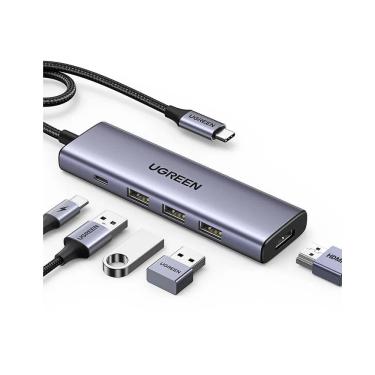 Imagem de Hub Adaptador Ugreen Cm511 15596 Usb-c 5 Em 1 Hdmi 4k 100w Cinza-escuro