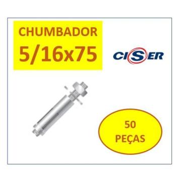 Imagem de Chumbador C/Prisioneiro Cba 5/16 X 75 Ac Zincado 50 Peças