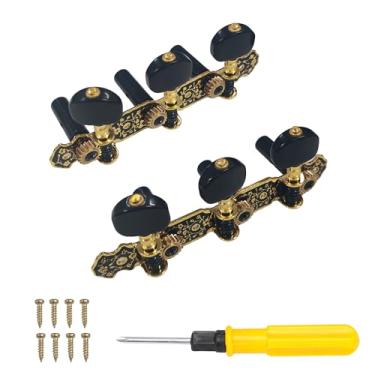 Imagem de Pinos de afinação de cordas de guitarra clássica 3 em 1 preto - com 1 chave de fenda amarela de uso duplo (cabeça cruzada e ranhurada) | Acessório para afinador de cordas de guitarra