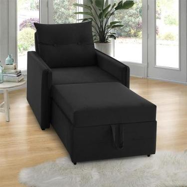 Imagem de Poltrona Icaria 3 em 1 Poltrona Chaise Cama 85cm Estofama, Preto