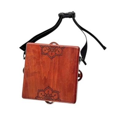 Imagem de Esquirla Cajon de dois tons, pandeiro de mão, chocalho, instrumento musical portátil de viagem, instrumento de percussão, tambor de madeira.