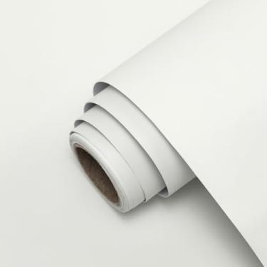 Imagem de XiaoDeYouth Papel de contato creme 39,9 cm x 2,997 cm papel de parede moderno cor sólida creme descascar e colar papel de parede autoadesivo impermeável rolo de vinil decorativo removível para