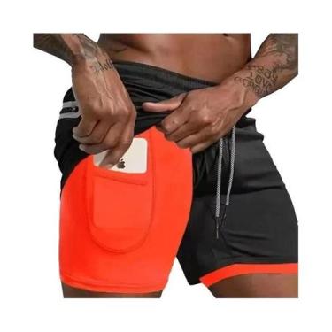 Imagem de Shorts Esportivos Masculinos De Verão 2 Em 1 Com Camada Dupla Para Tre