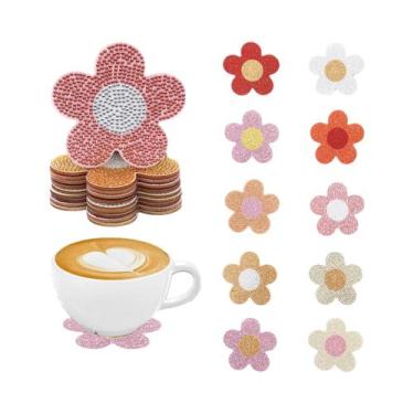 Imagem de Porta-copos De Madeira Antiderrapantes Com Padrão Floral Para Pintura 