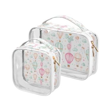 Imagem de xigua Bolsa de maquiagem com balões de ar quente para mulheres, bolsa de cosméticos de viagem, bolsa de higiene portátil à prova d'água para viagens, férias, organização de banheiro