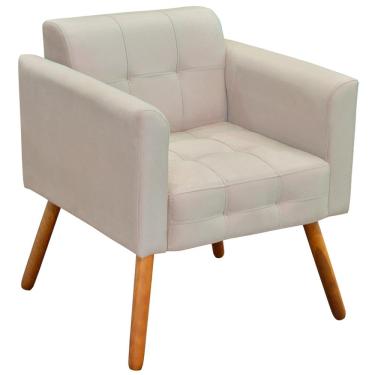 Imagem de Poltrona Decorativa Pés Palito Karen Suede Bege - Gran Belo