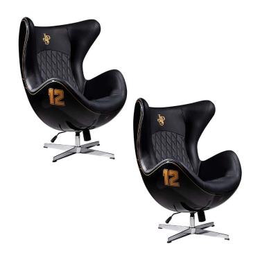 Imagem de Kit 2 Poltronas Decorativas Egg Chair Lotus nº 12 Preta G53 - Gran Belo