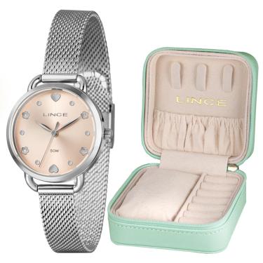 Imagem de Relógio Lince Feminino Ref: Lrmh225l32 R1sx Prateado Estojo Porta Joia