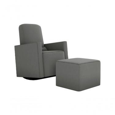 Imagem de Poltrona Amamentação Com Balanço + Puff Veludo Cinza Matrix Annecy
