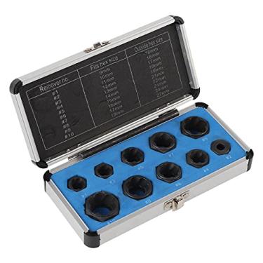 Imagem de Fafeicy Kit Removedor de Parafuso de Porca Danificado, Material 40CR, Conjunto de 10 Peças para Porcas e Parafusos de 9-19 Mm, Ideal para Mecânica Doméstica e Reparos Automotivos