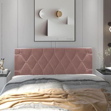 Imagem de Cabeceira Almofadada Grazy - 140cm Suede Madeira Rosê - Movelove Rosê