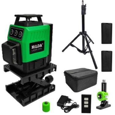 Imagem de Nível a laser 12 linhas 2 baterias Suporte Controle Tripé de 1,2 metro