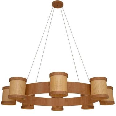 Imagem de Lustre Muller Straw Roda Natural G9 Led 8 Lâmpadas 2578na