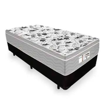 Imagem de Cama Box Solteiro Tecido Sintético Preto com Colchão De Molas Ensacadas - Probel Evolution