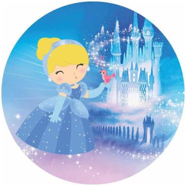 Imagem de Painel De Tecido Sublimado Redondo Cinderela Cute Castelo C/Elástico -