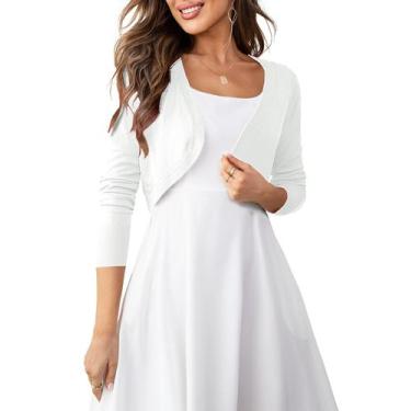 Imagem de Suéter U.Vomade Cropped Bolero Cardigan branco pequeno